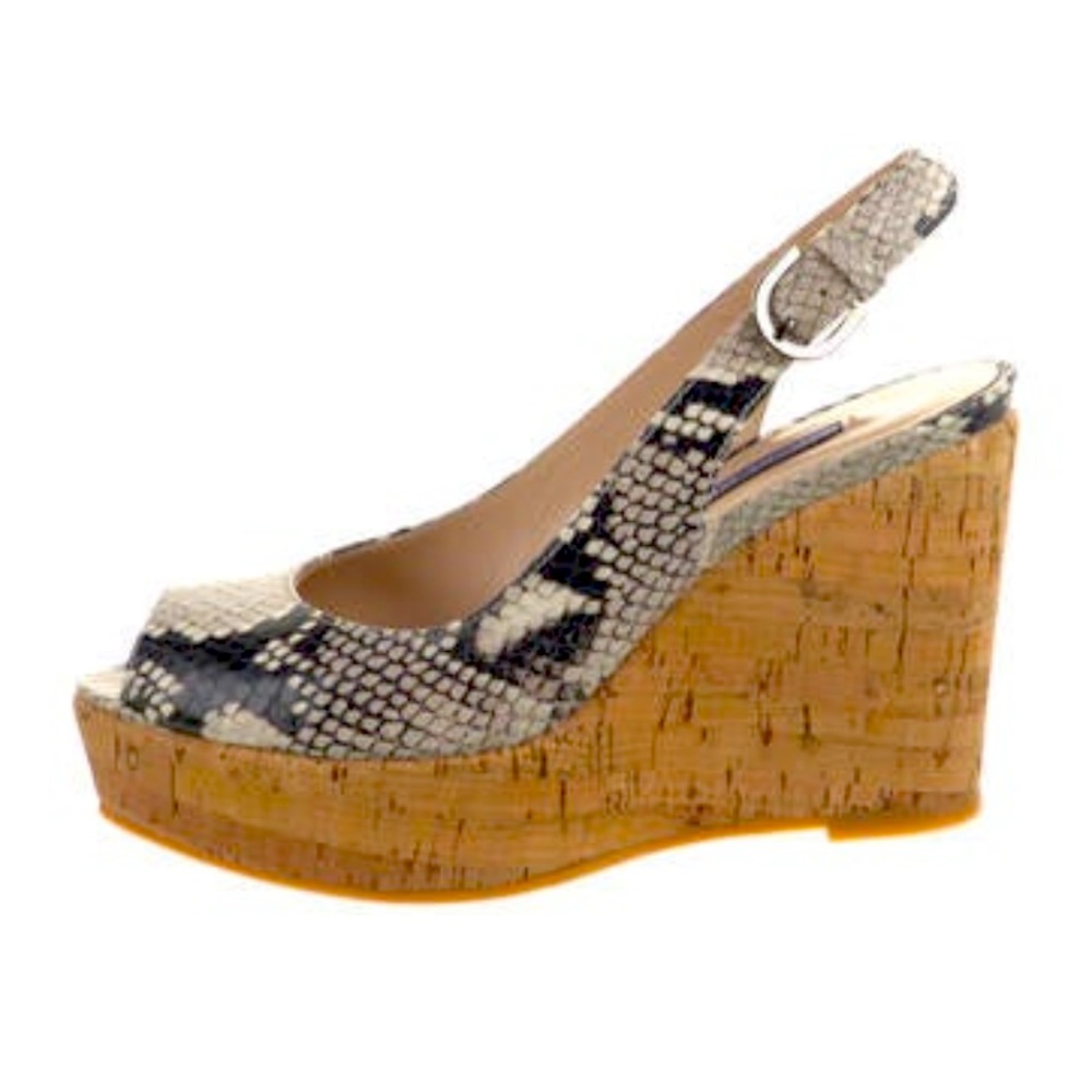 Stuart Weitzman Leather Animal Print Slingback Sandals